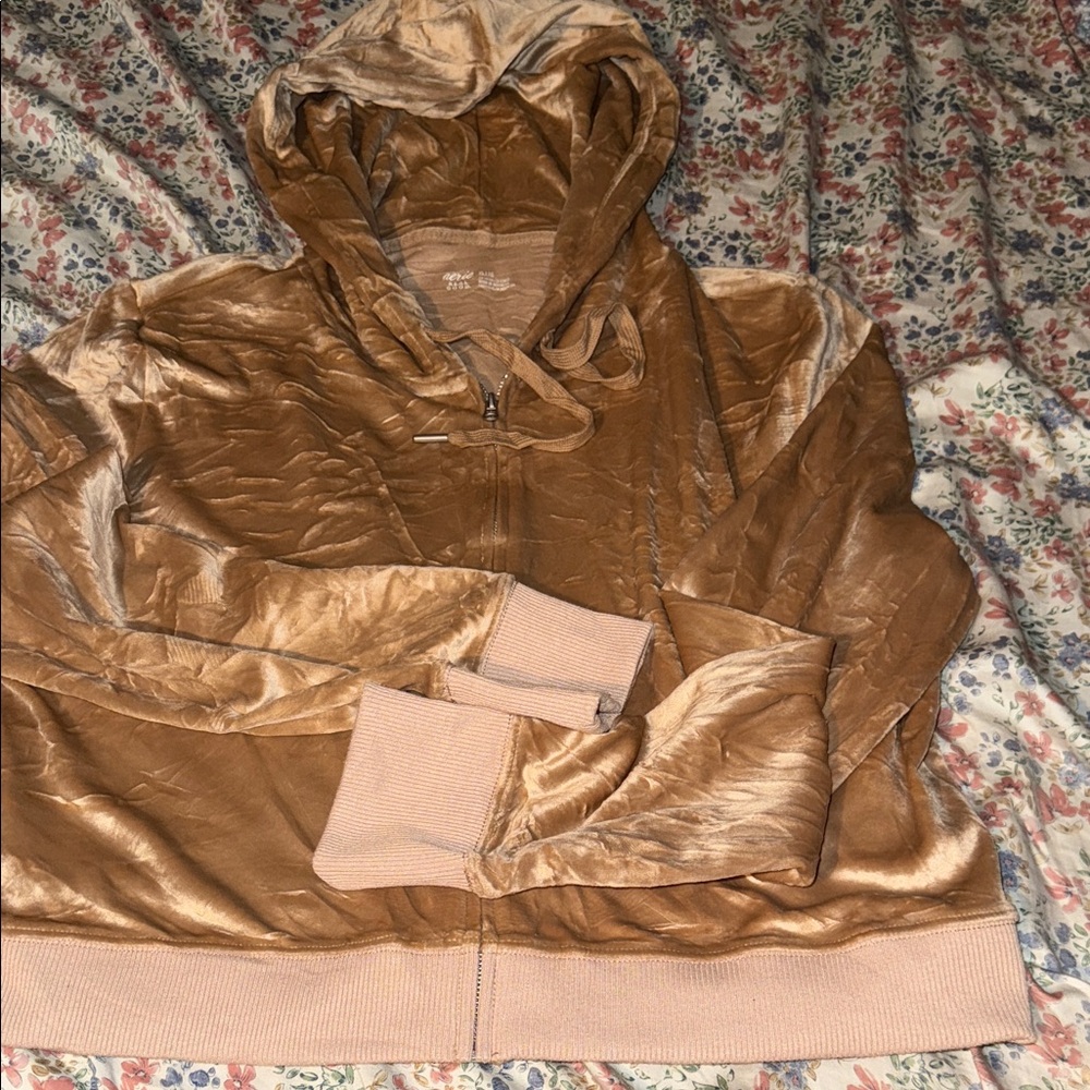 Aerie Shimmering Tan Velvet Hoodie